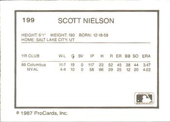 1987 ProCards #199 Scott Nielsen Back