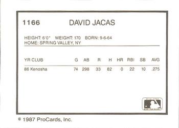 1987 ProCards #1166 David Jacas Back