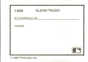 1987 ProCards #1204 Glenn Trudo Back
