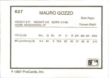1987 ProCards #627 Mauro Gozzo Back