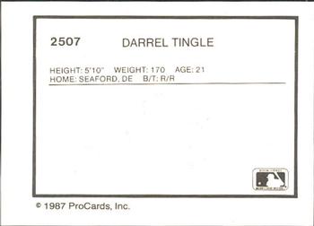 1987 ProCards #2507 Darrell Tingle Back
