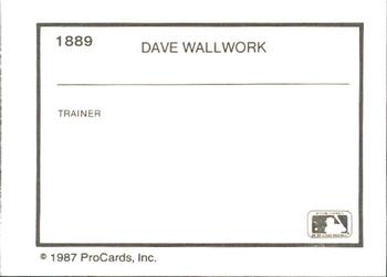 1987 ProCards #1889 Dave Wallwork Back