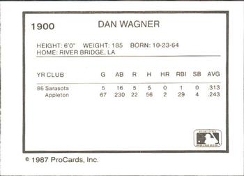 1987 ProCards #1900 Dan Wagner Back