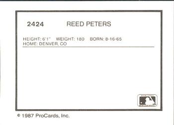1987 ProCards #2424 Reed Peters Back