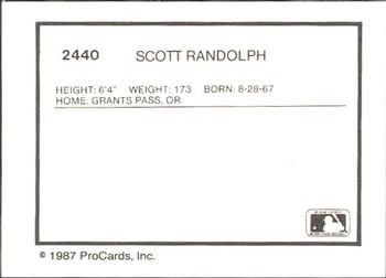 1987 ProCards #2440 Scott Randolph Back