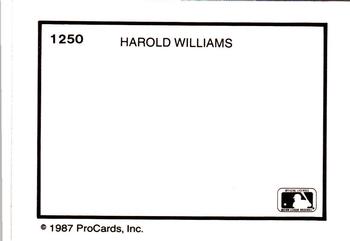 1987 ProCards #1250 Harold Williams Back