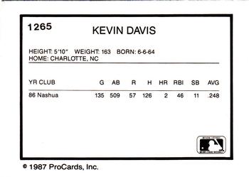 1987 ProCards #1265 Kevin Davis Back