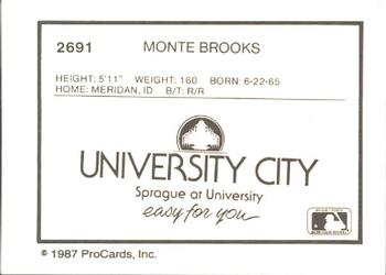 1987 ProCards #2691 Monte Brooks Back