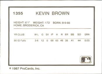 1987 ProCards #1355 Kevin Brown Back