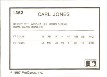 1987 ProCards #1362 Carl Jones Back