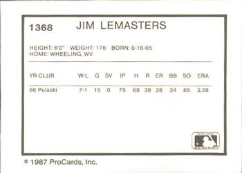 1987 ProCards #1368 Jim LeMasters Back
