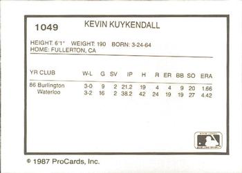 1987 ProCards #1049 Kevin Kuykendall Back