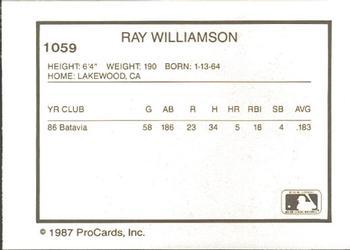 1987 ProCards #1059 Ray Williamson Back