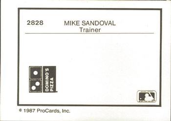 1987 ProCards #2828 Mike Sandoval Back