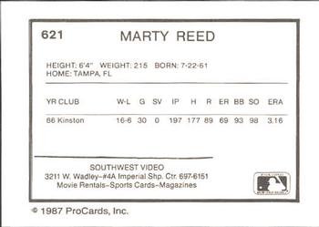 1987 ProCards #621 Marty Reed Back