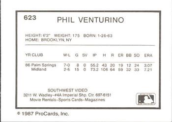 1987 ProCards #623 Phil Venturino Back