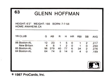 1987 ProCards #63 Glenn Hoffman Back