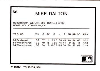 1987 ProCards #66 Mike Dalton Back