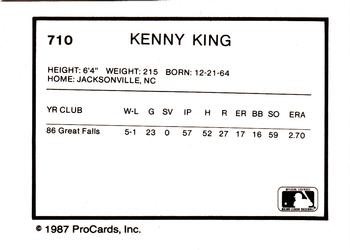1987 ProCards #710 Kenny King Back