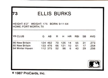 1987 ProCards #73 Ellis Burks Back