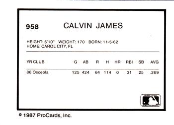 1987 ProCards #958 Calvin James Back