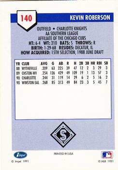 1991 Line Drive AA #140 Kevin Roberson Back
