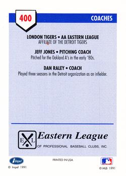 1991 Line Drive AA #400 Jeff Jones / Dan Raley Back