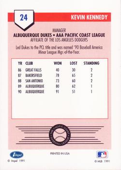 1991 Line Drive AAA #24 Kevin Kennedy Back