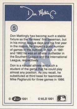 1991 Line Drive Don Mattingly #5 Don Mattingly Back