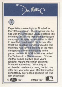 1991 Line Drive Don Mattingly #7 Don Mattingly Back
