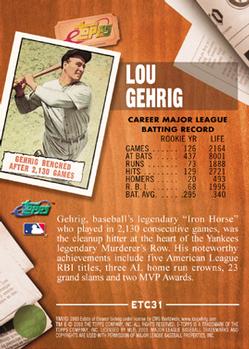 2003 Topps eTopps Classic #ETC31 Lou Gehrig Back