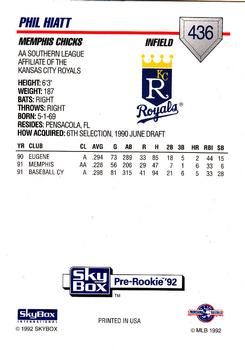 1992 SkyBox Team Sets AA #436 Phil Hiatt Back