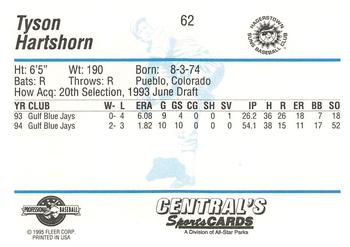 1995 Fleer ProCards #62 Tyson Hartshorn Back