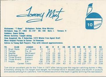 1978 Indianapolis Indians #10 Tommy Mutz Back