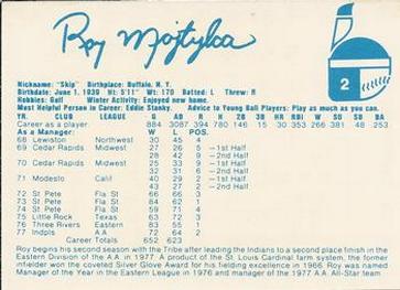 1978 Indianapolis Indians #2 Roy Majtyka Back