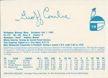 1979 Indianapolis Indians #19 Geoff Combe Back