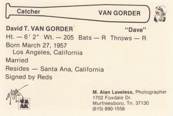1979 Nashville Sounds #NNO Dave Van Gorder Back