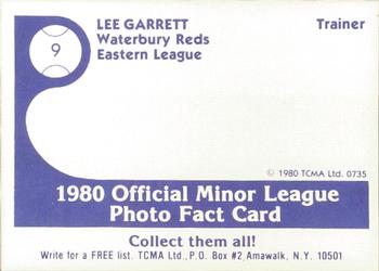 1980 TCMA Waterbury Reds #9 Lee Garrett Back