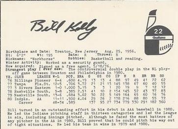 1981 Indianapolis Indians #22 Bill Kelly Back