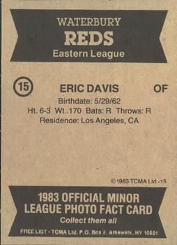 1983 TCMA Waterbury Reds #15 Eric Davis Back