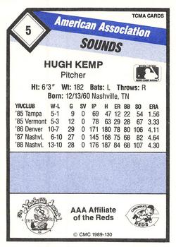 1989 CMC Nashville Sounds #5 Hugh Kemp Back