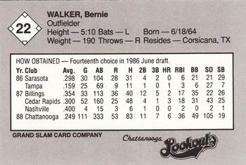 1989 Grand Slam Chattanooga Lookouts #22 Bernie Walker Back