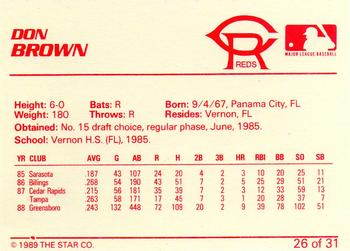 1989 Star Cedar Rapids Reds #26 Don Brown Back