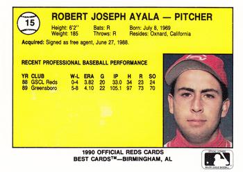 1990 Best Cedar Rapids Reds #15 Bobby Ayala Back