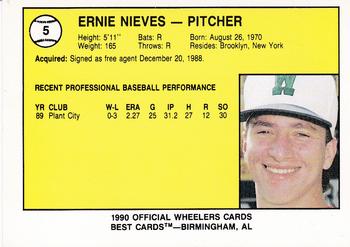 1990 Best Charleston Wheelers #5 Ernesto Nieves Back