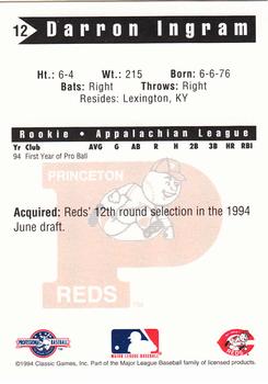 1994 Classic Best Princeton Reds #12 Darron Ingram Back