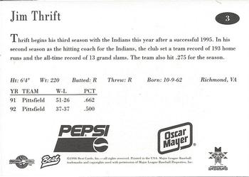 1996 Best Indianapolis Indians #3 Jim Thrift Back