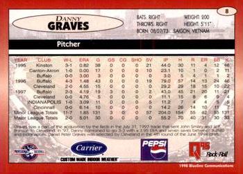 1998 Blueline Q-Cards Indianapolis Indians #8 Danny Graves Back