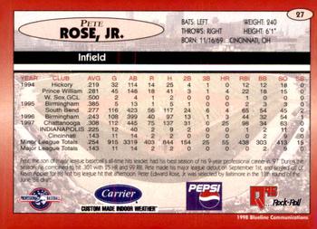 1998 Blueline Q-Cards Indianapolis Indians #27 Pete Rose, Jr. Back