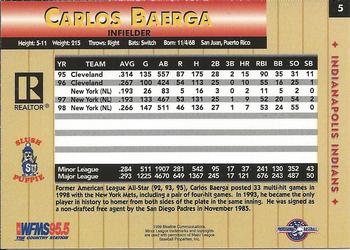 1999 Blueline Indianapolis Indians #5 Carlos Baerga Back